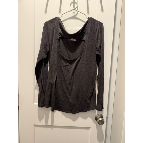 Athleta Dark Grey Long Sleeve Stretch Tunic With Low back & Twist Detail Size L - Picture 3 of 3